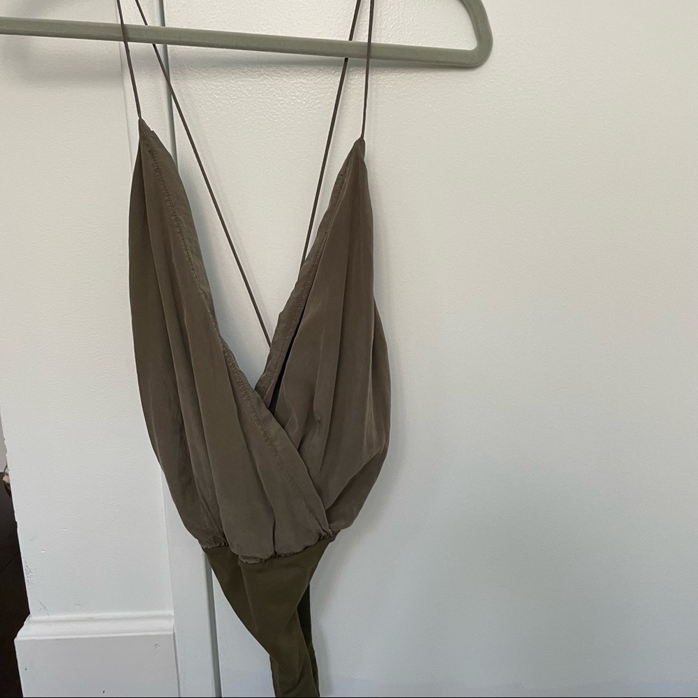 Alice + Olivia Olive Green Wrap Bodysuit